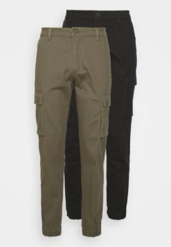 Pier One 2 Pack - Cargobroek - Olive/Black -Herenkledingwinkel 07d111b72b7b4304bcd405fc18ad6beb