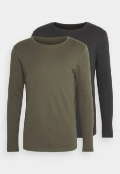 Pier One 2 Pack - Longsleeve - Black/Khaki -Herenkledingwinkel 53fb57fe09314c7597291e1ba0dccb89