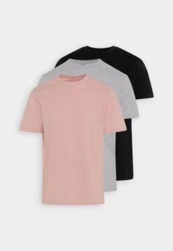 Pier One 3 Pack - T-Shirt Basic - Mottled Light Grey/Pink/Black -Herenkledingwinkel 99867f7702c549b5b66de9a87bff9eae