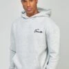SikSilk Script Embroidery- Hoodie - Grey Marl -Herenkledingwinkel b0e5f14326b546adb3303ad623c350a2
