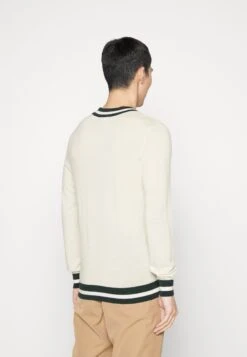 Hackett London Contrast Trim V Neck - Vest - Ecru/Green -Herenkledingwinkel b34077b6bb7e4dc3a98b9e441be1aa8a