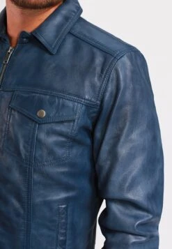 Lee Cooper Leren Jas - Vintage Blue -Herenkledingwinkel c4f0719ae49d45918bf4fef41f574f88