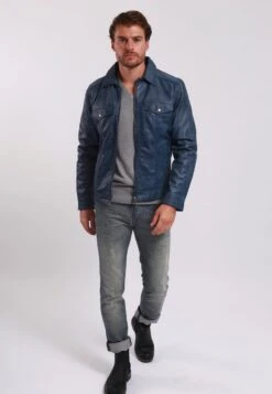 Lee Cooper Leren Jas - Vintage Blue -Herenkledingwinkel e10b0e2cc2bc417e96655abe315ea9cb