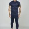 SikSilk Short Sleeve Dynamic Tech - T-Shirt Print - Navy -Herenkledingwinkel ebb21b4aeadd4be1bafab83814604f92