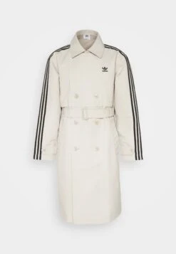 Adidas Originals 3 Stripe Coat Unisex - Trenchcoat - Beige -Herenkledingwinkel ef31e809e97e4c0a9b8a3e7f6e18737e